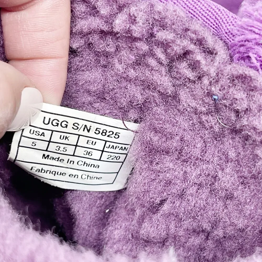 UGG Womens 5 Classic Short Boots Purple Ruby Suede Leather Cozy Lounge Warm Soft